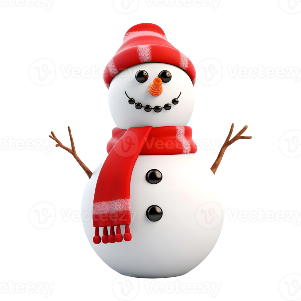 AI generated 3D Rendering of a Winter Snowman on Transparent Background - Ai Generated png