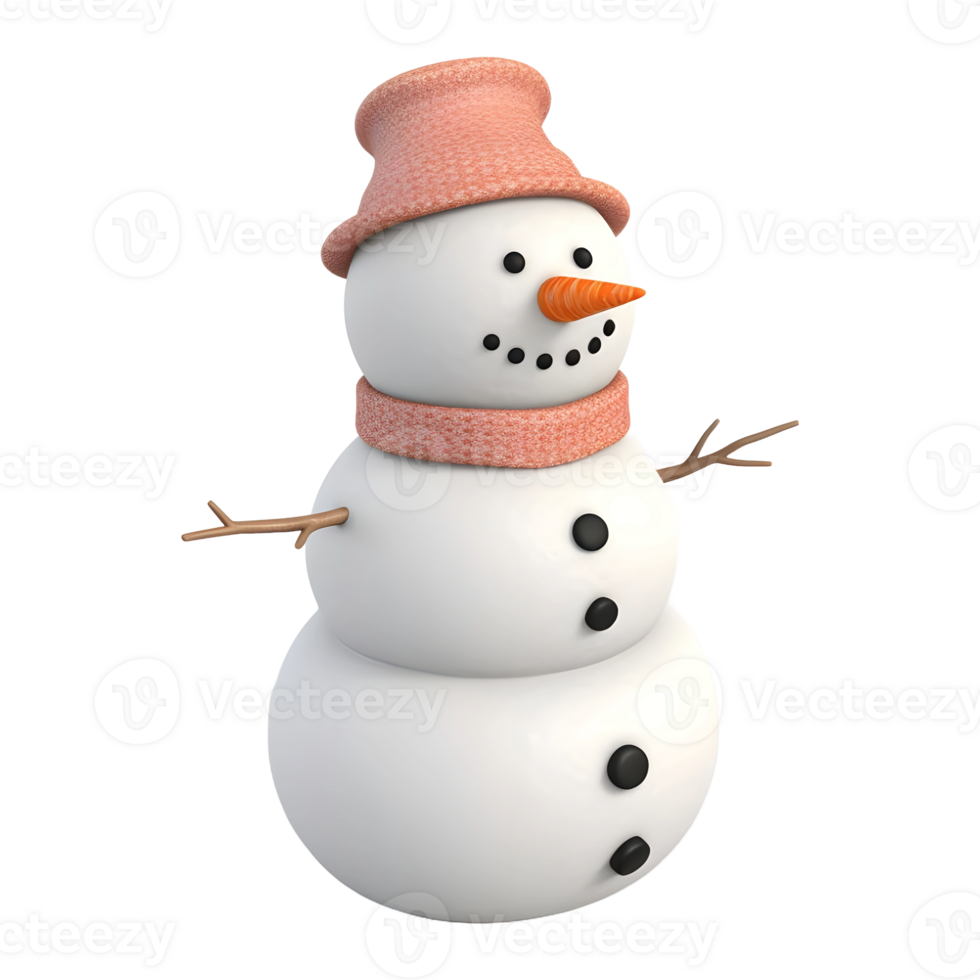 AI generated 3D Rendering of a Winter Snowman on Transparent Background - Ai Generated png
