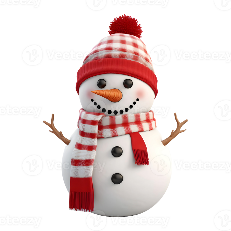 AI generated 3D Rendering of a Winter Snowman on Transparent Background - Ai Generated png
