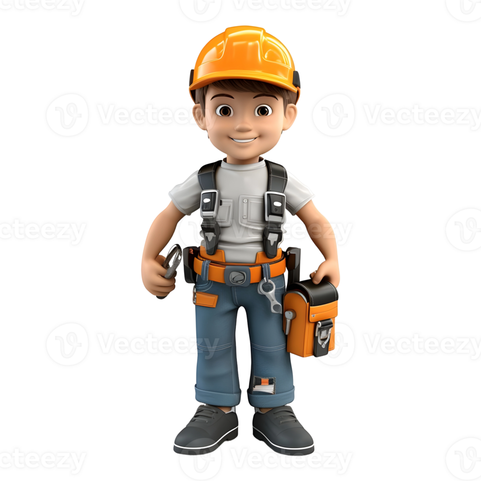 AI generated 3D Rendering of a Construction Worker on Transparent Background - Ai Generated png