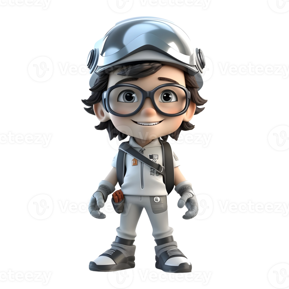 AI generated 3D Rendering of a Male Character Cartoon on Transparent Background - Ai Generated png