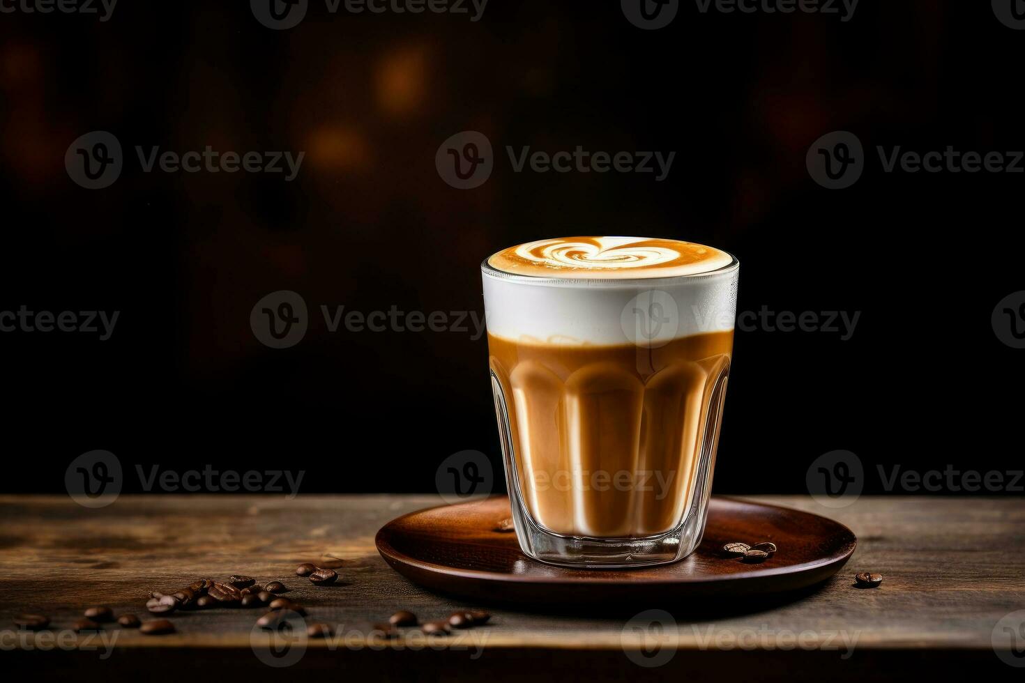 AI generated Photo of a tall, frothy glass of cappuccino with intricate latte art. Generative AI