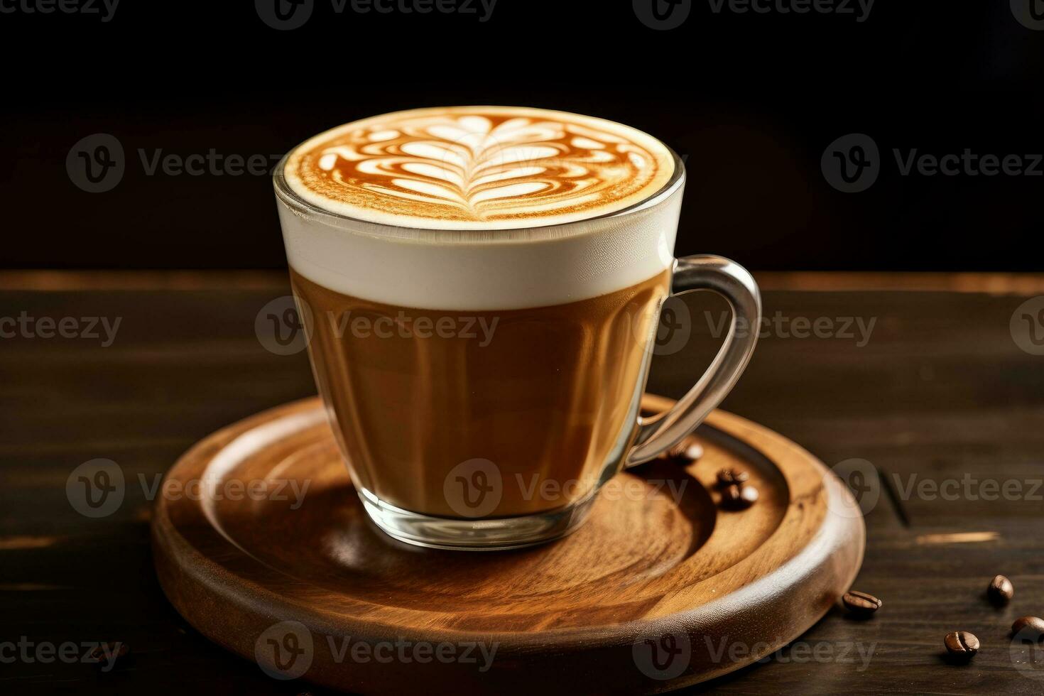 AI generated Photo of a tall, frothy glass of cappuccino with intricate latte art. Generative AI