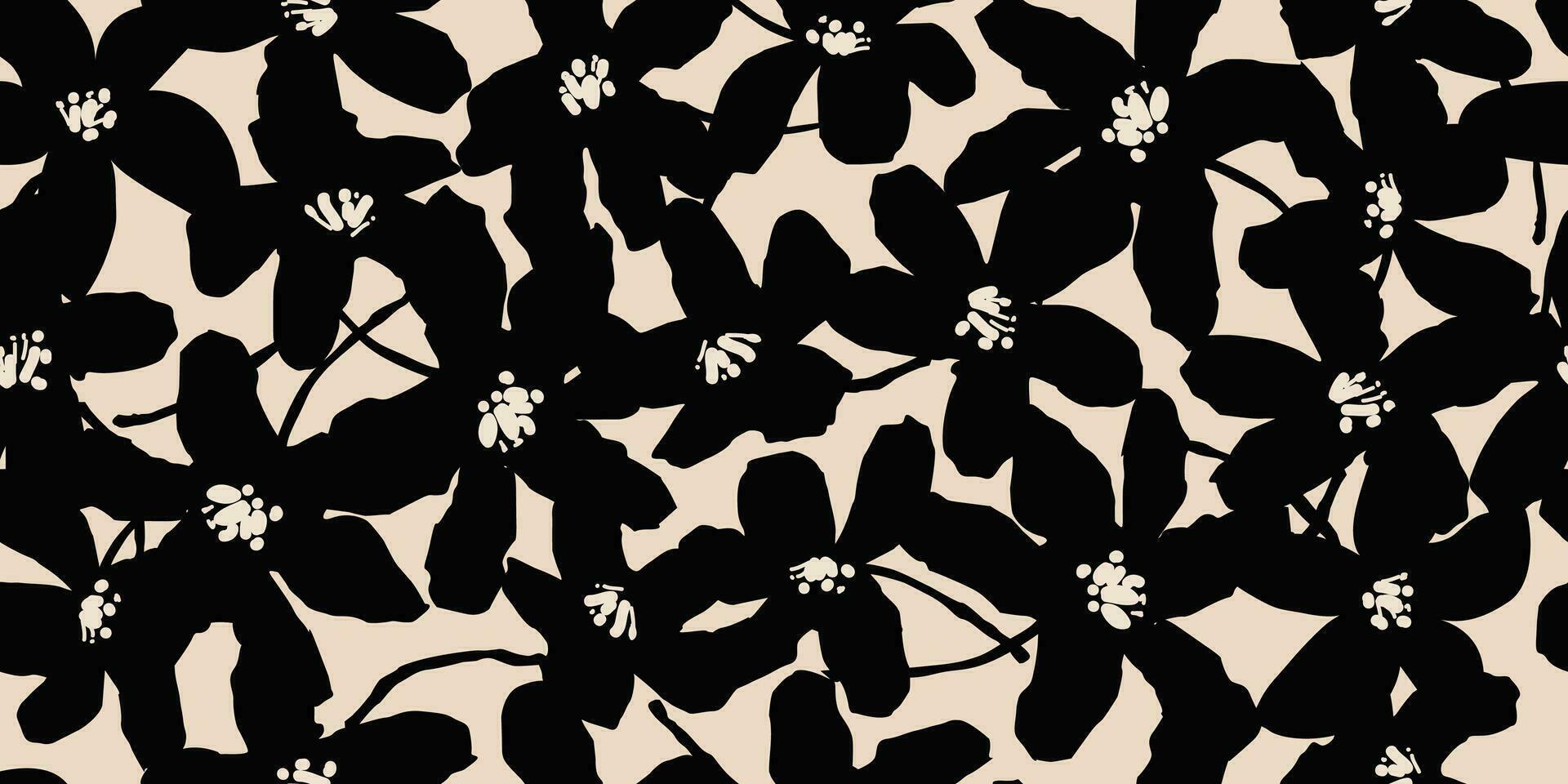 flor sin costura antecedentes. minimalista resumen floral modelo. moderno impresión en negro y blanco antecedentes. ideal para textil diseño, fondo de pantalla, cubiertas, tarjetas, invitaciones y carteles vector