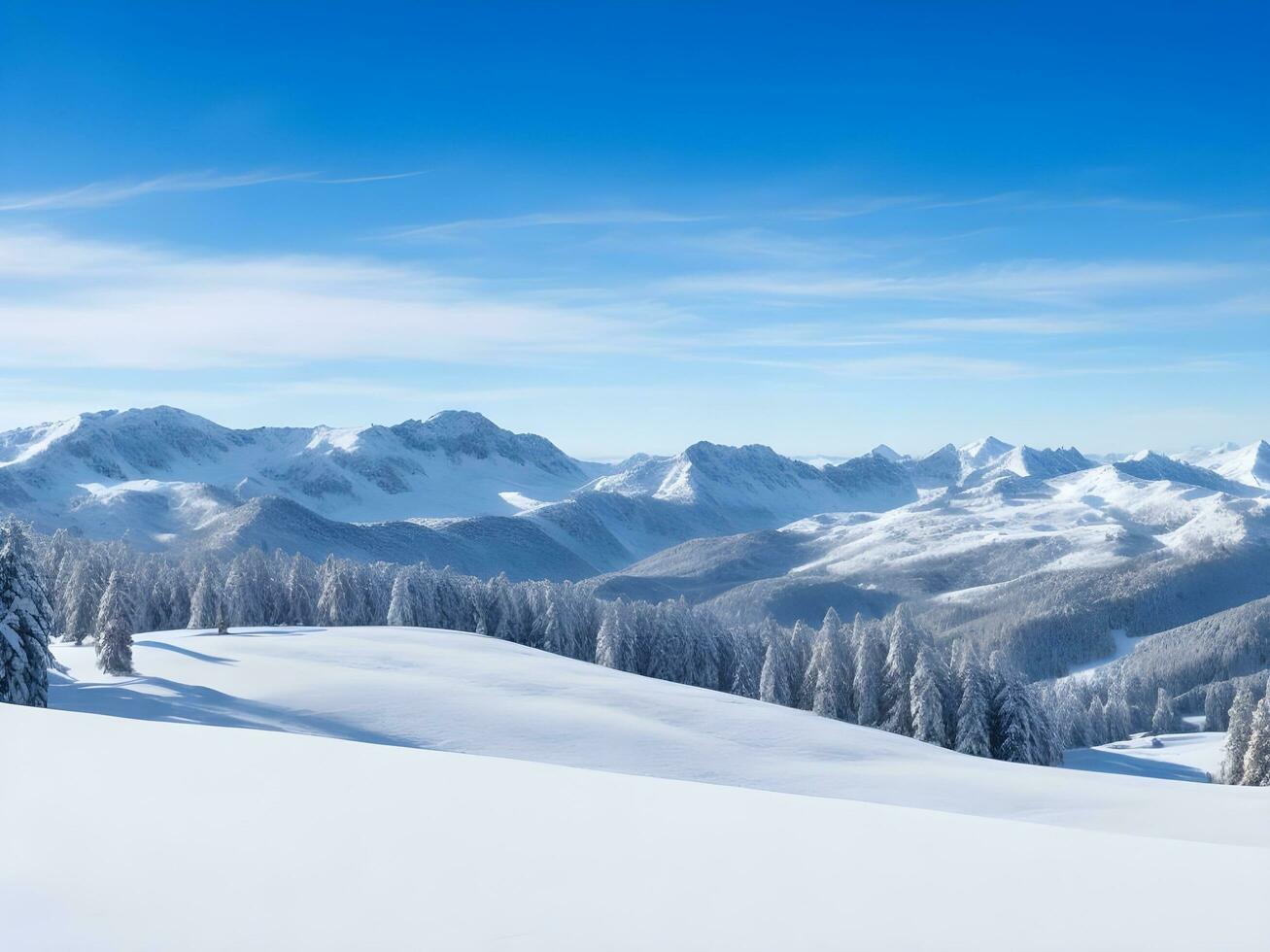 AI generated Winter mountain background with snow copy space ai generate photo