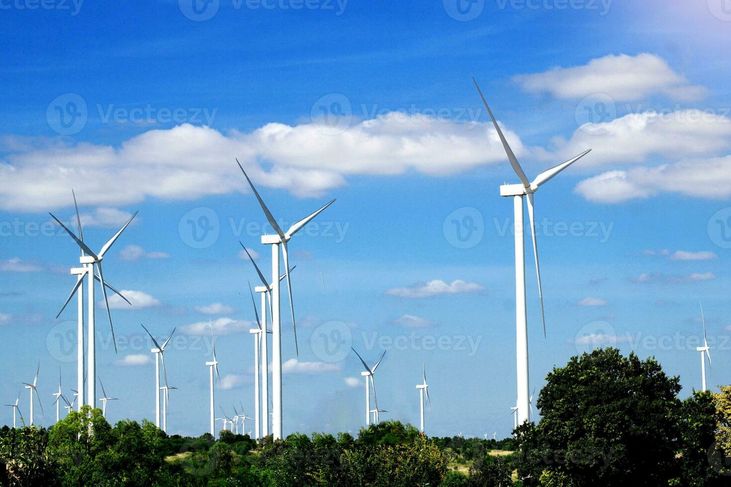 Wind Turbine for Electric is a machine that converts kinetic energy into mechanical energy that can be used such as grinding grain, pumping water, or currently used to produce electrical energy. photo