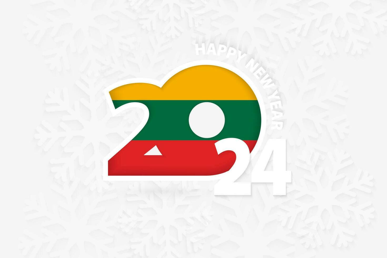 New Year 2024 for Lithuania on snowflake background. vector