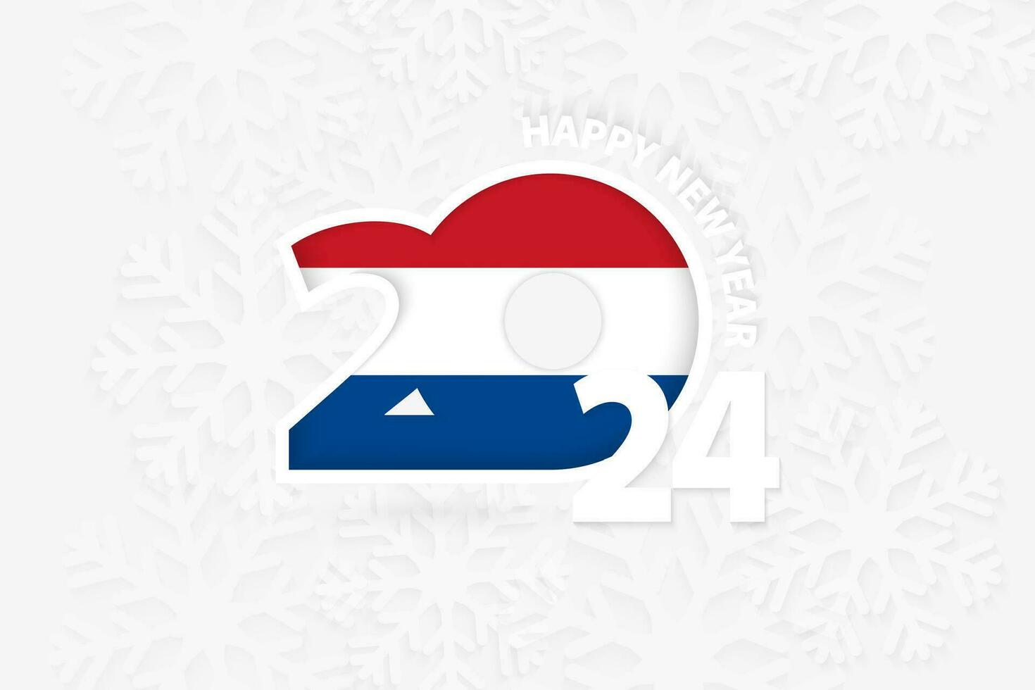 New Year 2024 for Netherlands on snowflake background. vector