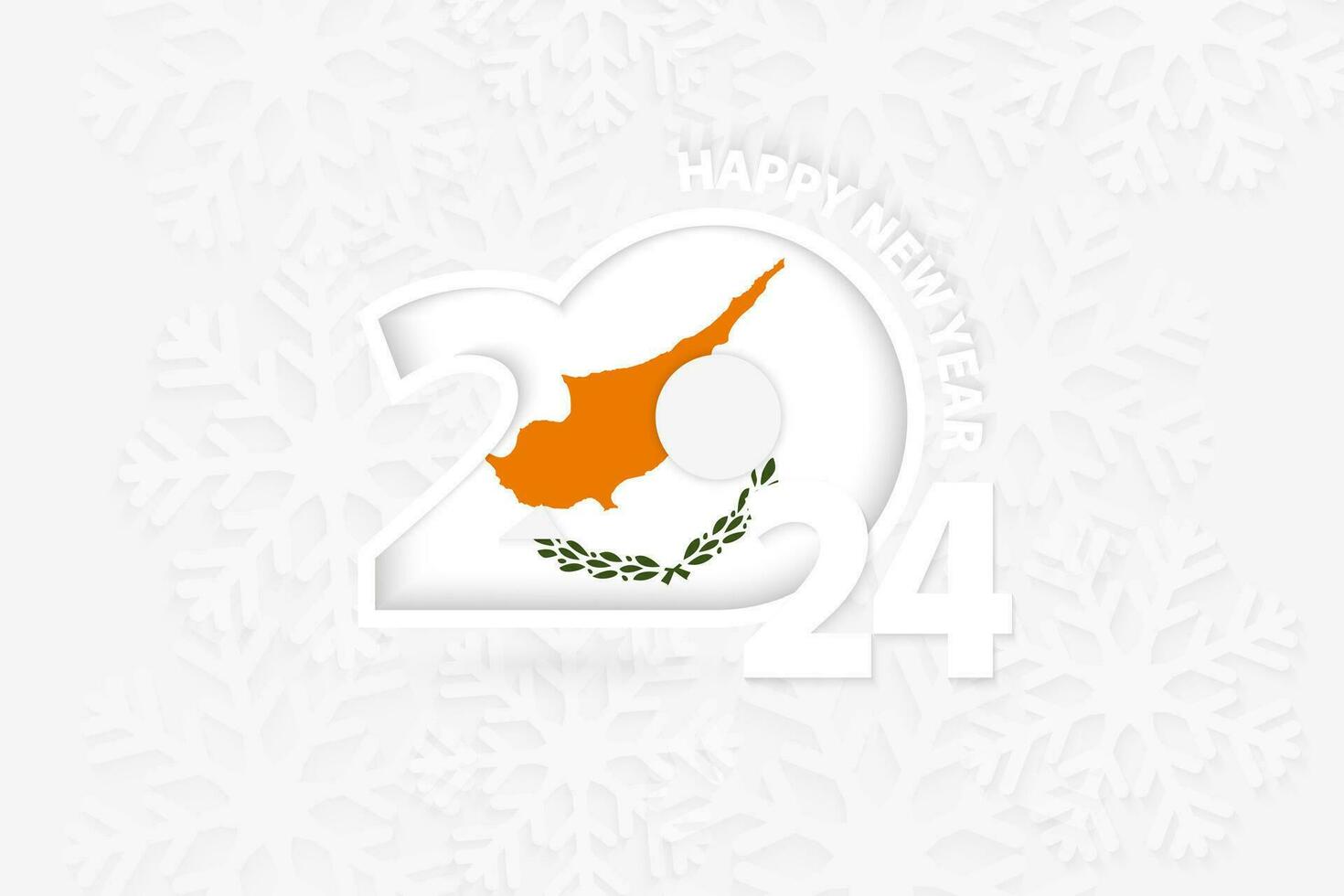 New Year 2024 for Cyprus on snowflake background. vector