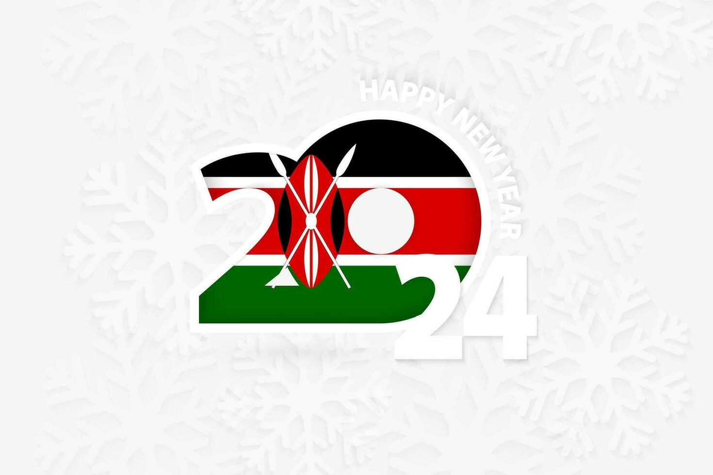 New Year 2024 for Kenya on snowflake background. vector