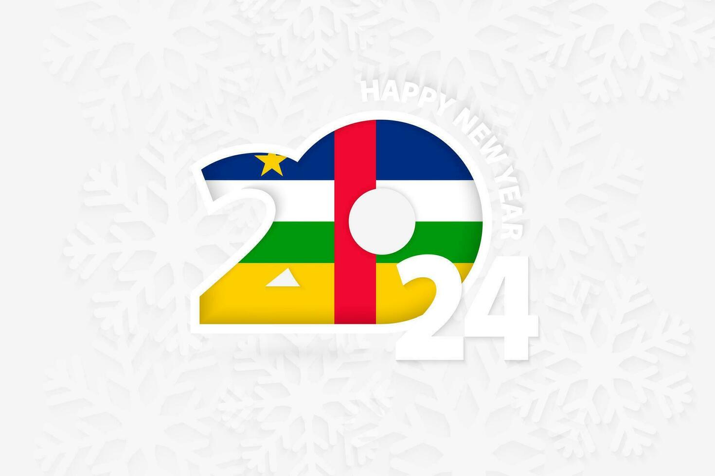 nuevo año 2024 para central africano república en copo de nieve antecedentes. vector