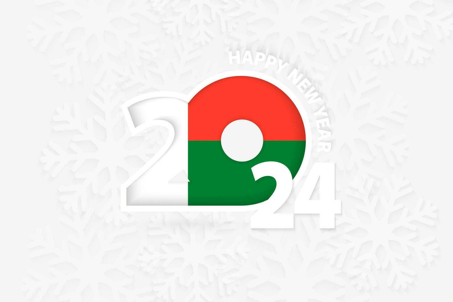 New Year 2024 for Madagascar on snowflake background. vector