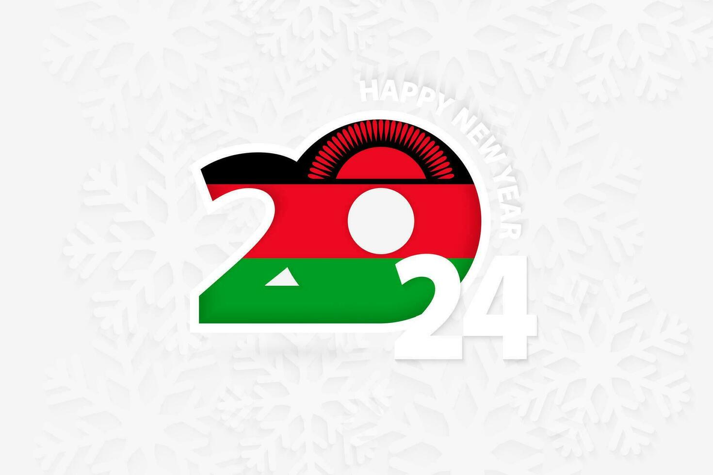 New Year 2024 for Malawi on snowflake background. vector