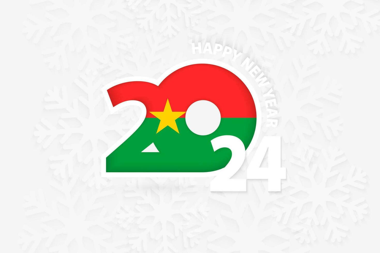 New Year 2024 for Burkina Faso on snowflake background. vector