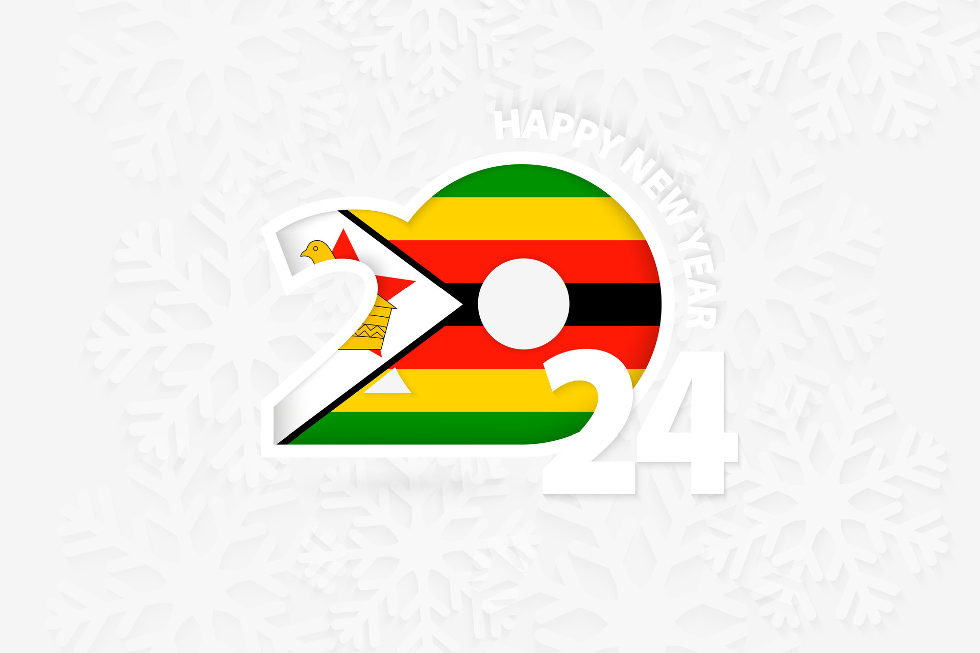 New Year 2024 for Zimbabwe on snowflake background. 35577011 Vector Art