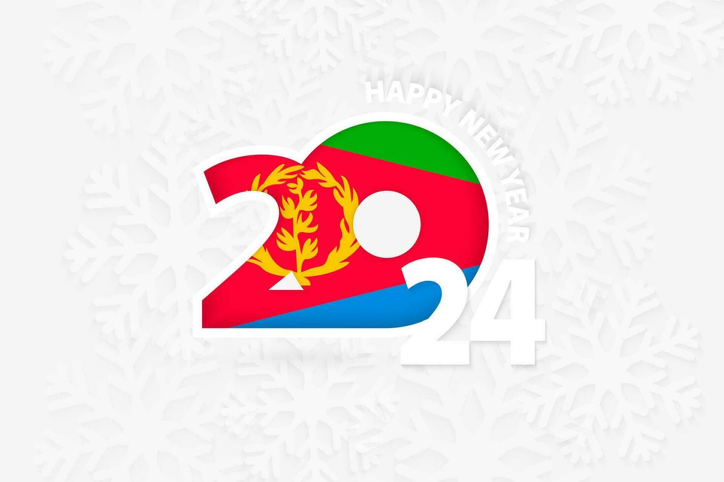 New Year 2024 for Eritrea on snowflake background. vector