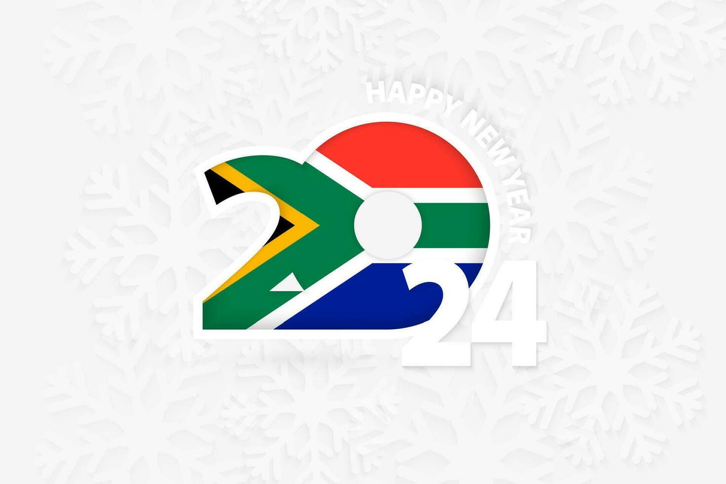 nuevo año 2024 para sur África en copo de nieve antecedentes. vector