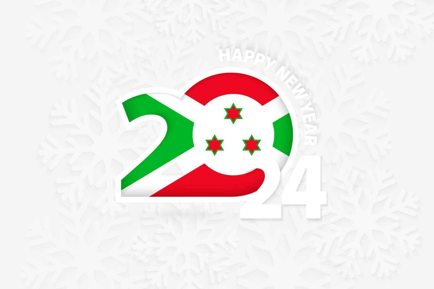 New Year 2024 for Burundi on snowflake background. vector