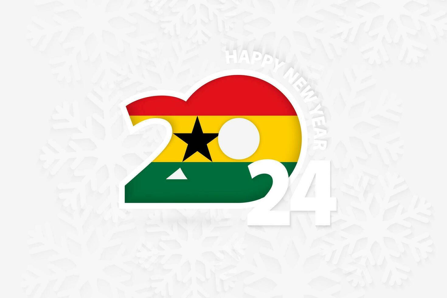 nuevo año 2024 para Ghana en copo de nieve antecedentes. vector