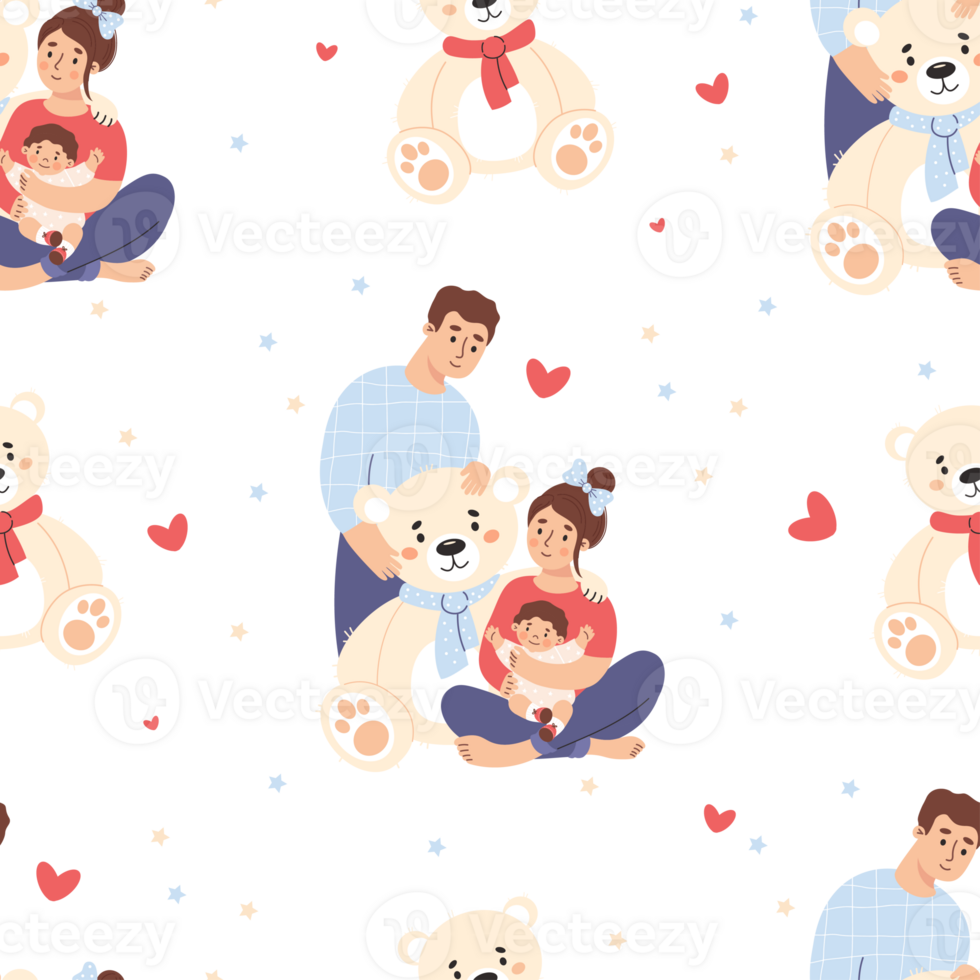 Happy family Seamless pattern png