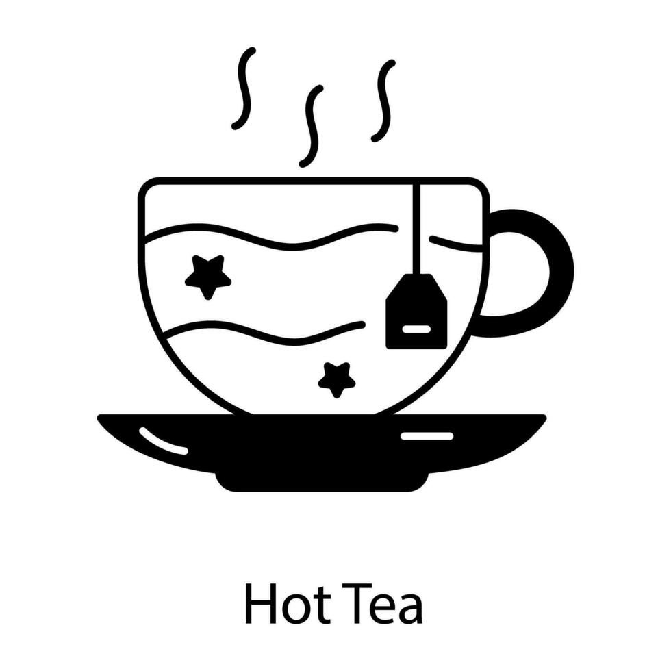 Here a linear icon of hot tea bag vector