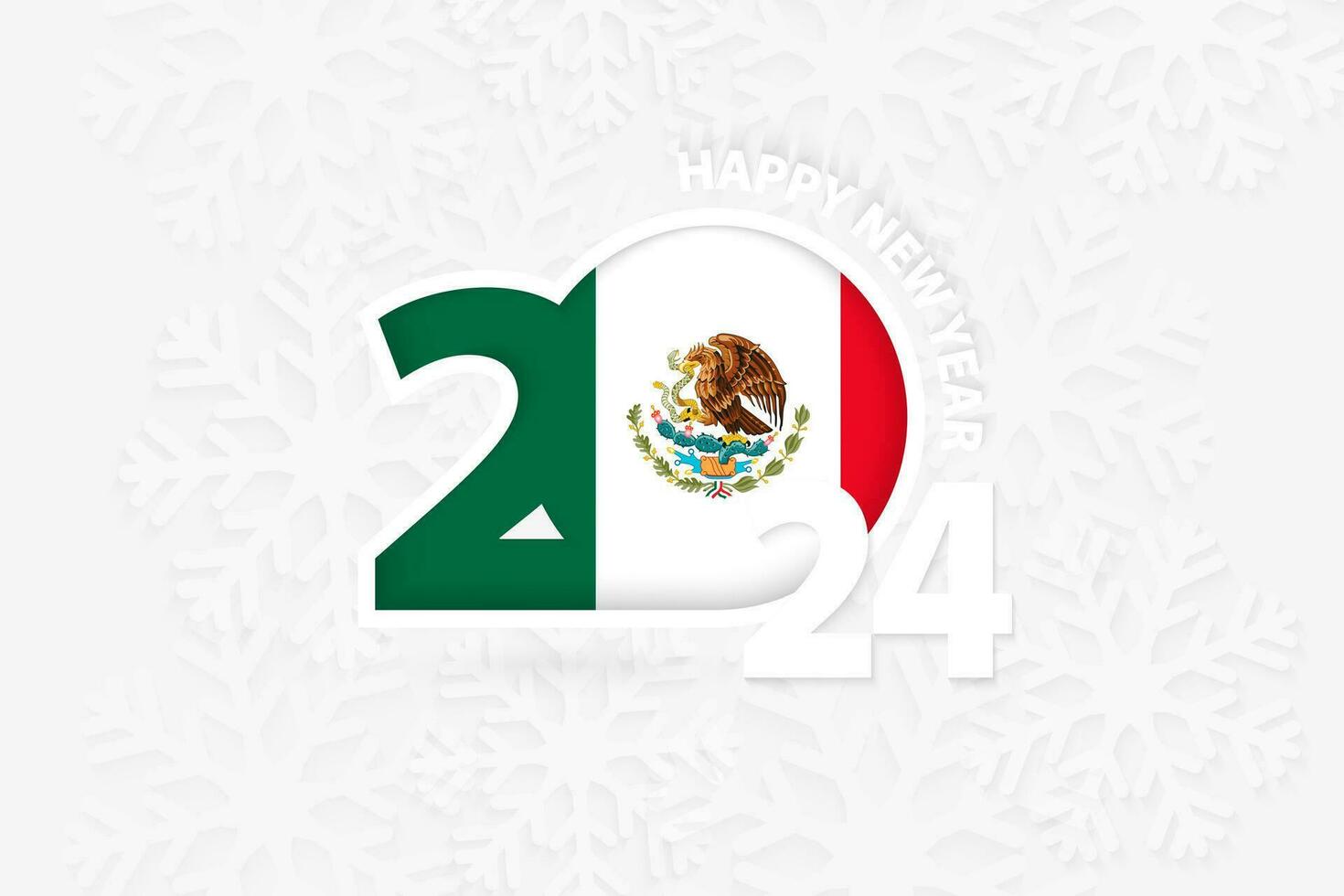 New Year 2024 for Mexico on snowflake background. vector