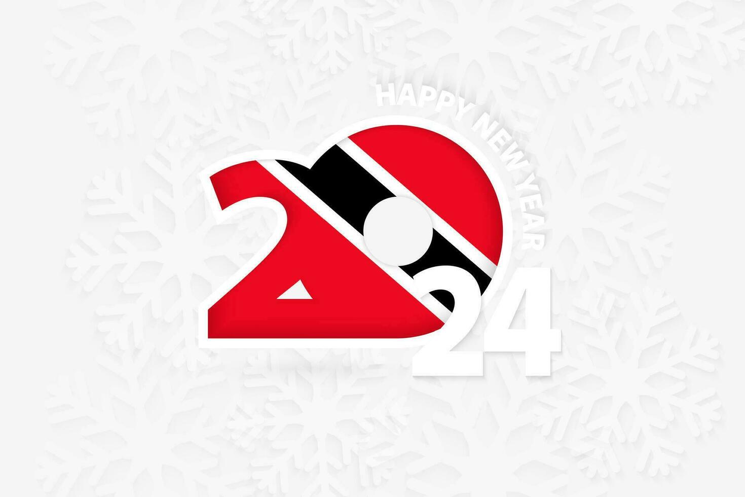 New Year 2024 for Trinidad and Tobago on snowflake background. vector