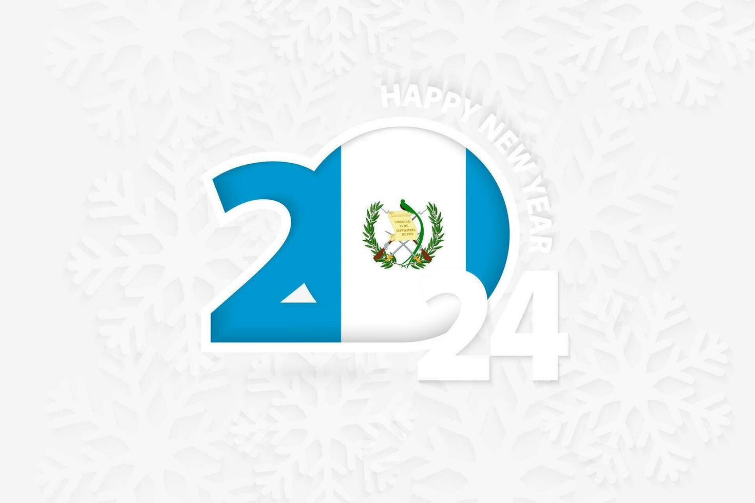 New Year 2024 for Guatemala on snowflake background. vector