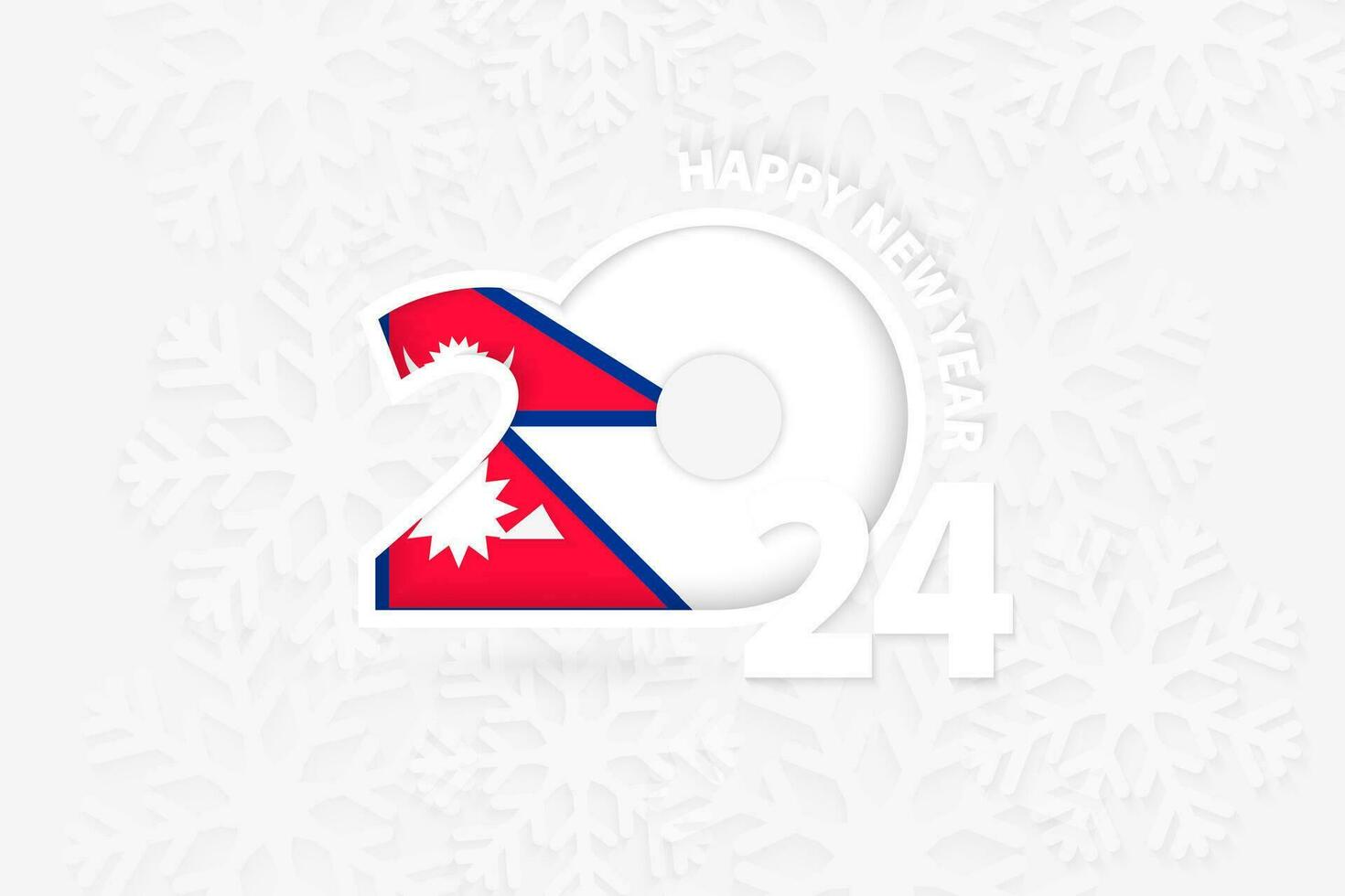 New Year 2024 for Nepal on snowflake background. vector