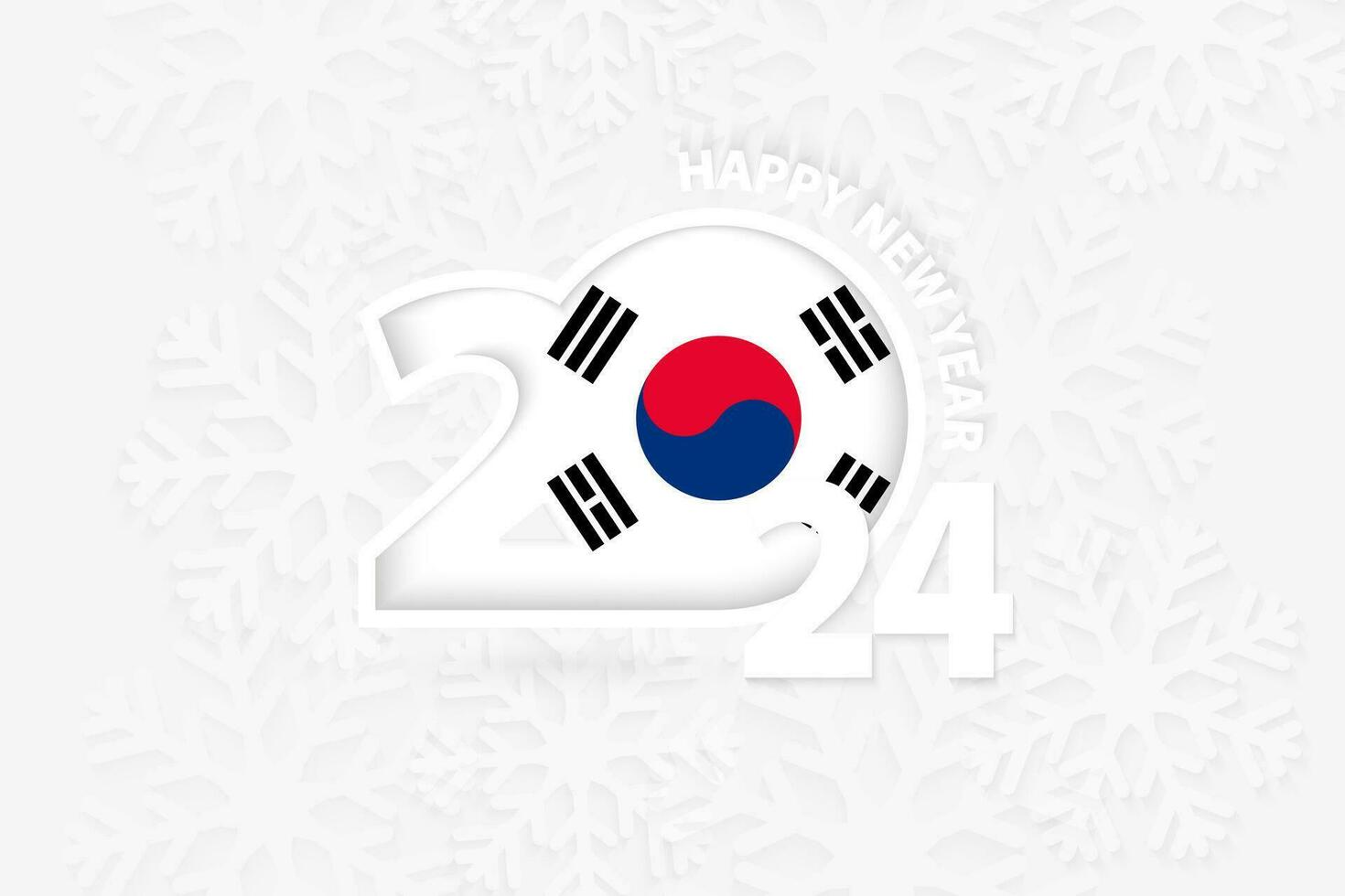 nuevo año 2024 para sur Corea en copo de nieve antecedentes. vector