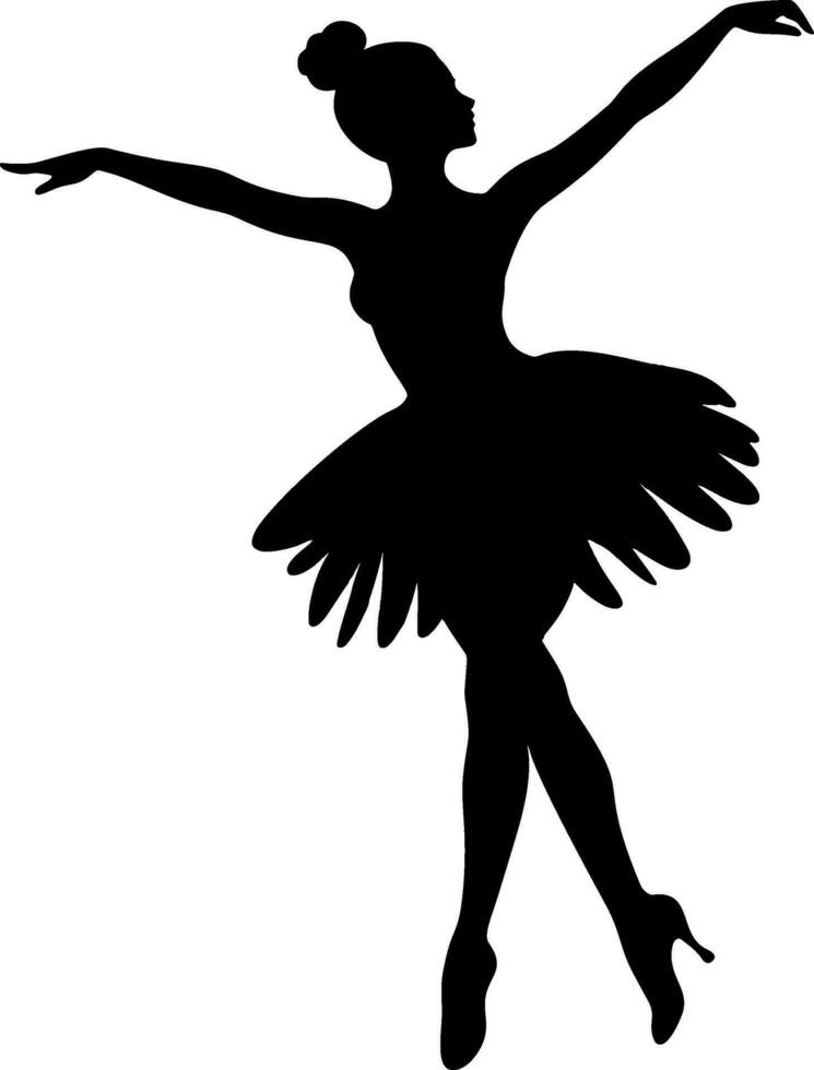 Dance girl silhouette isolated on white background. Vector illustration. Ballerina girl, ballerina isolated, ballerina vector, ballet dancer, princess, ballerina silhouette. AI generated illustration