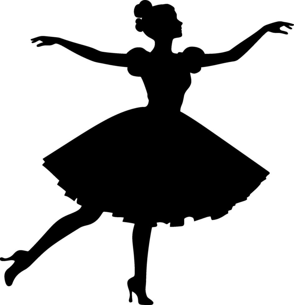 Dance girl silhouette isolated on white background. Vector illustration. Ballerina girl, ballerina isolated, ballerina vector, ballet dancer, princess, ballerina silhouette. AI generated illustration