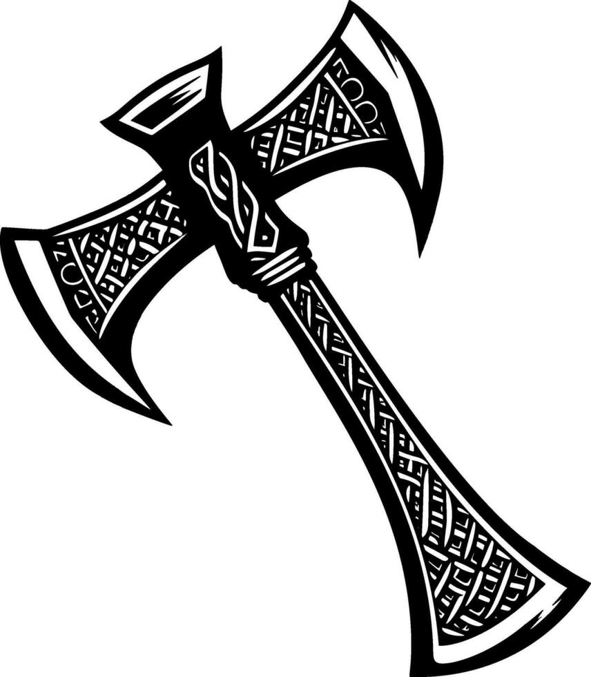 Viking battle axe, weapon axe, viking axe in vector. AI generated illustration. vector