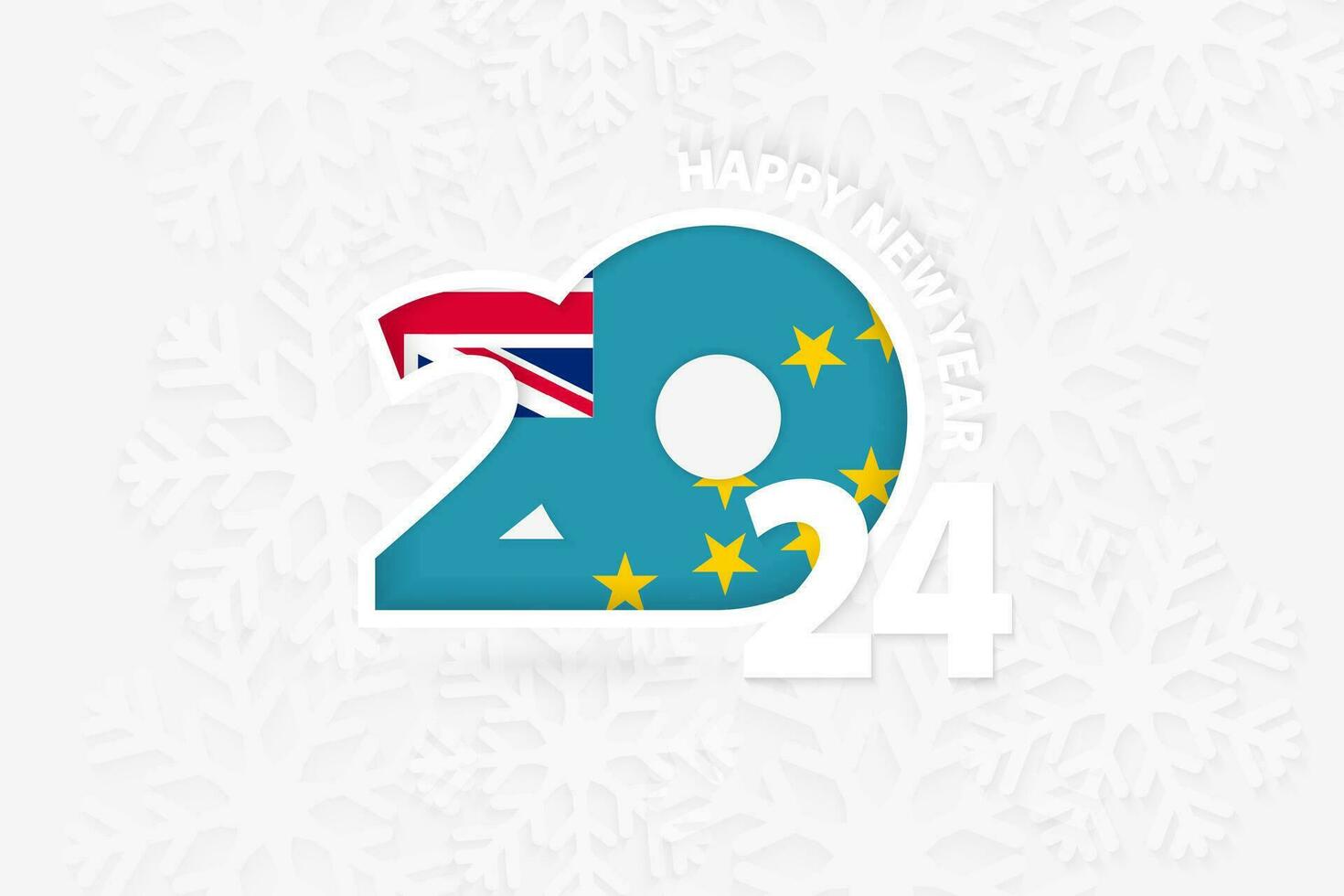 New Year 2024 for Tuvalu on snowflake background. vector