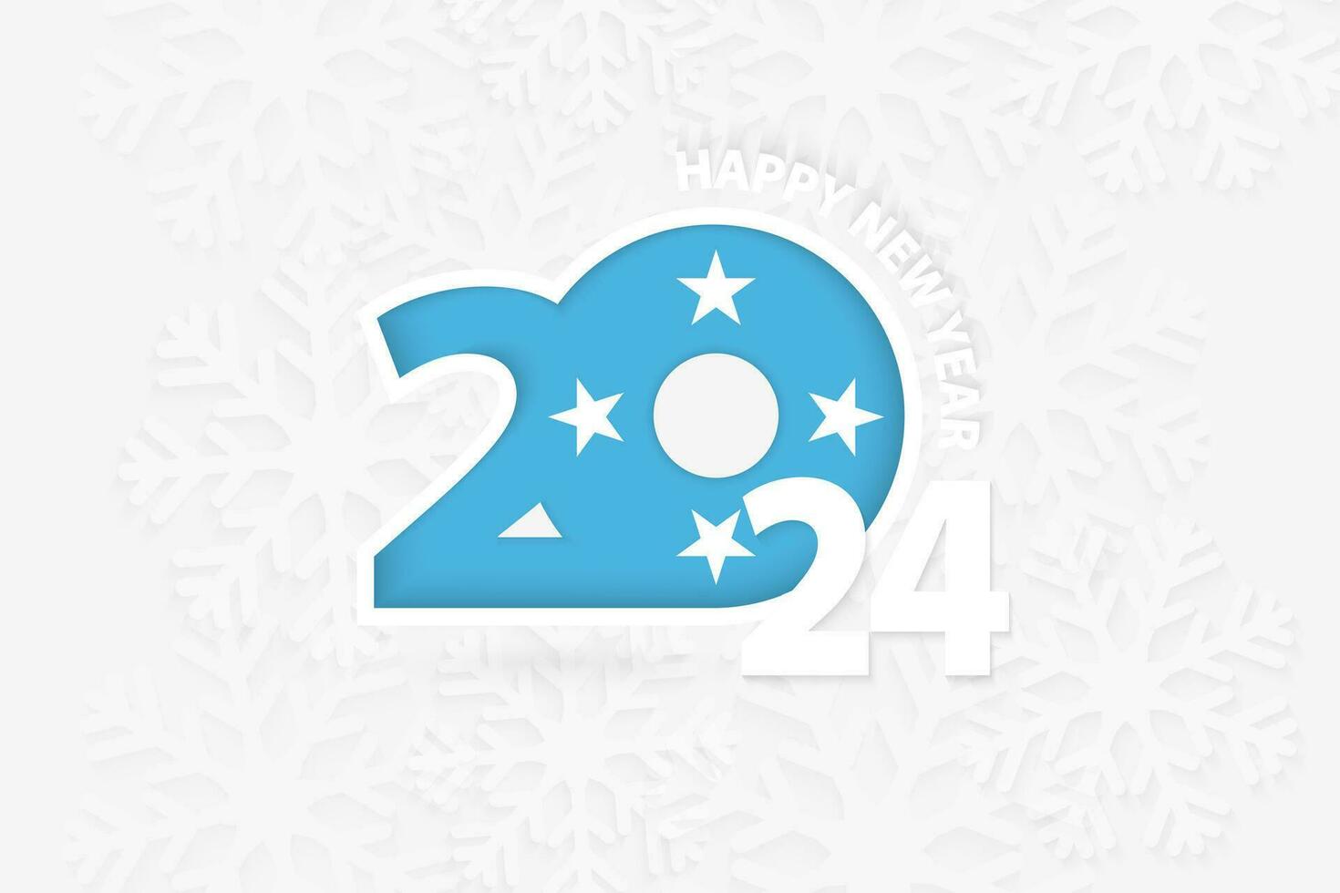 New Year 2024 for Micronesia on snowflake background. vector