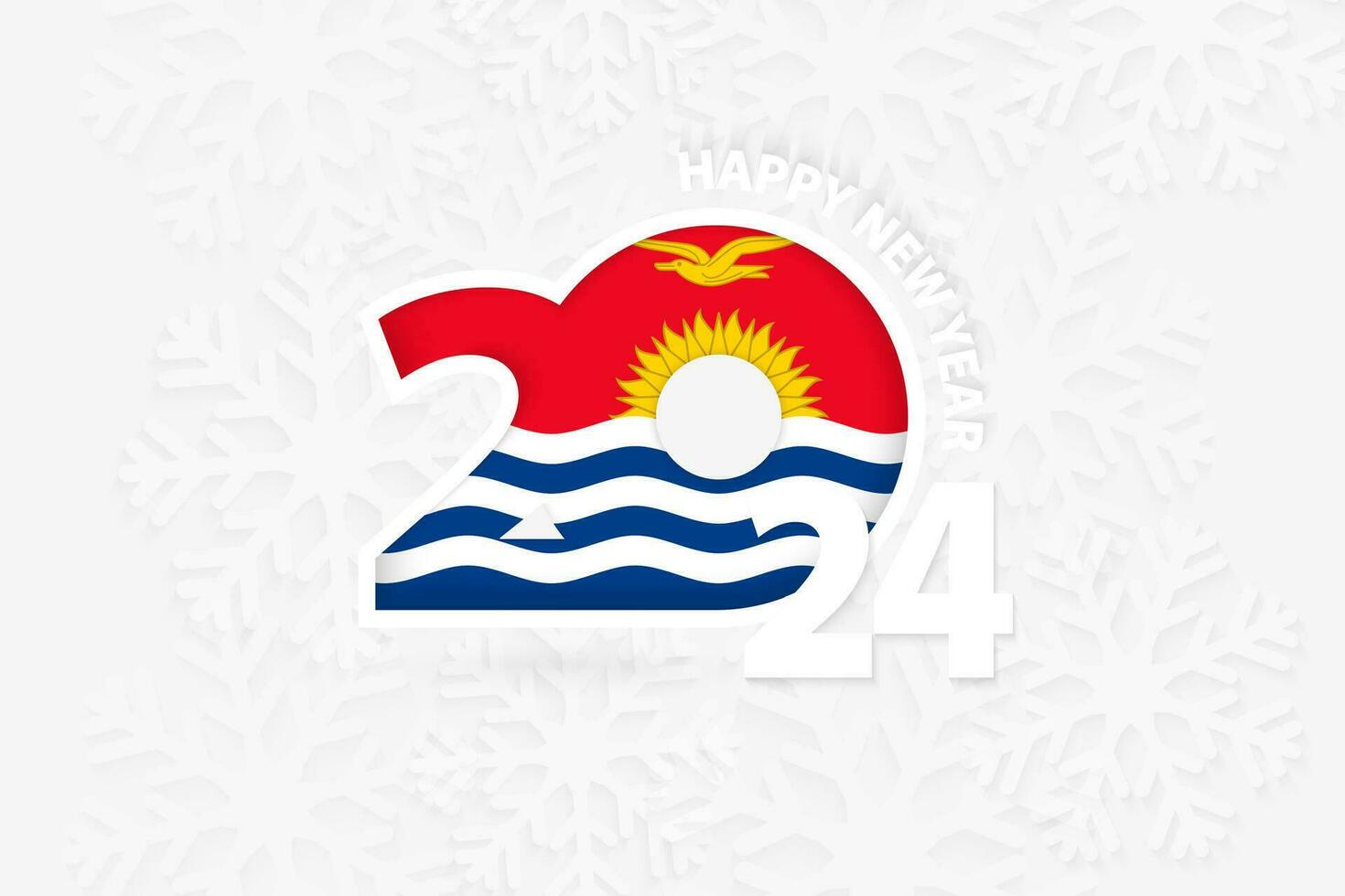 New Year 2024 for Kiribati on snowflake background. vector