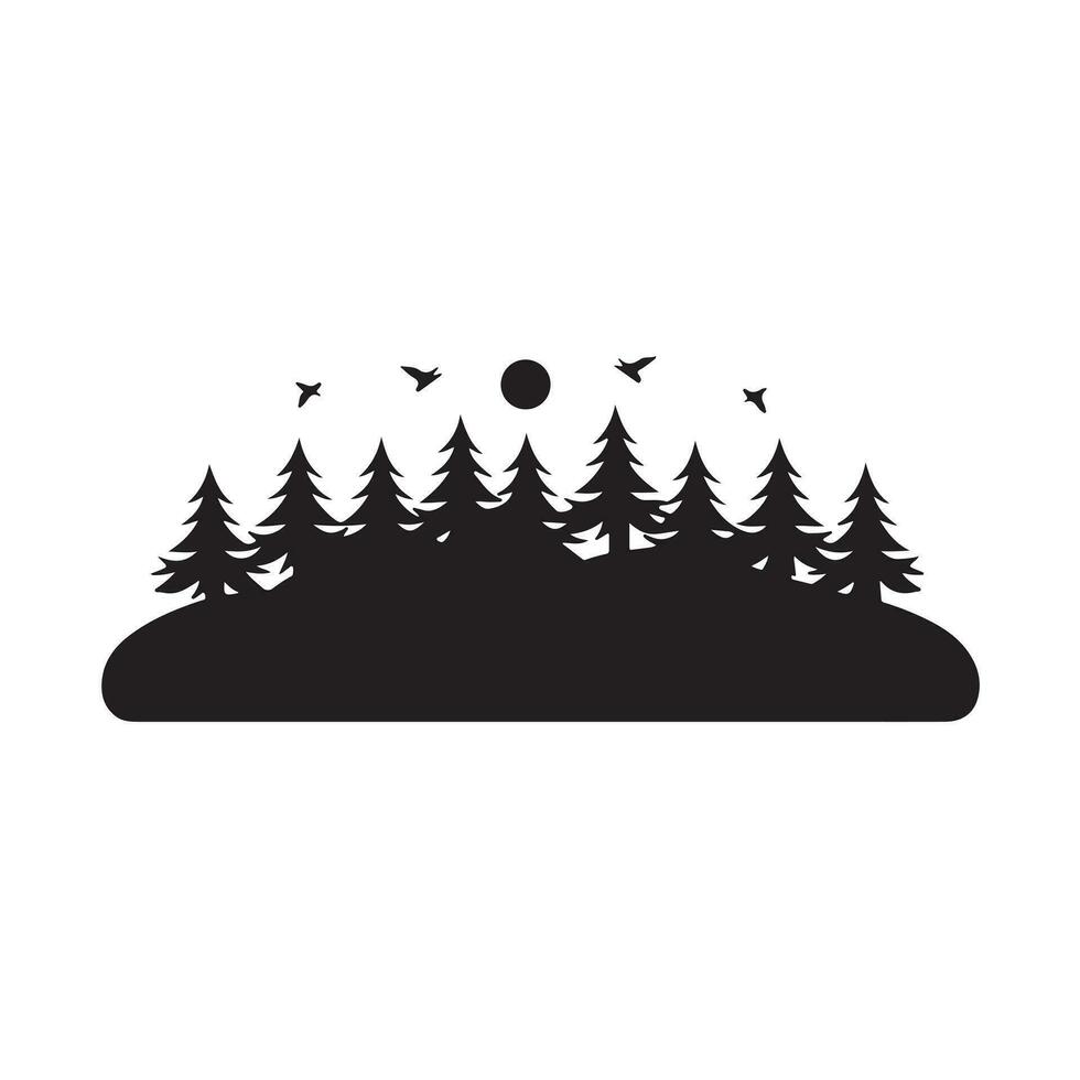 un negro silueta bosque clipart en un blanco antecedentes vector