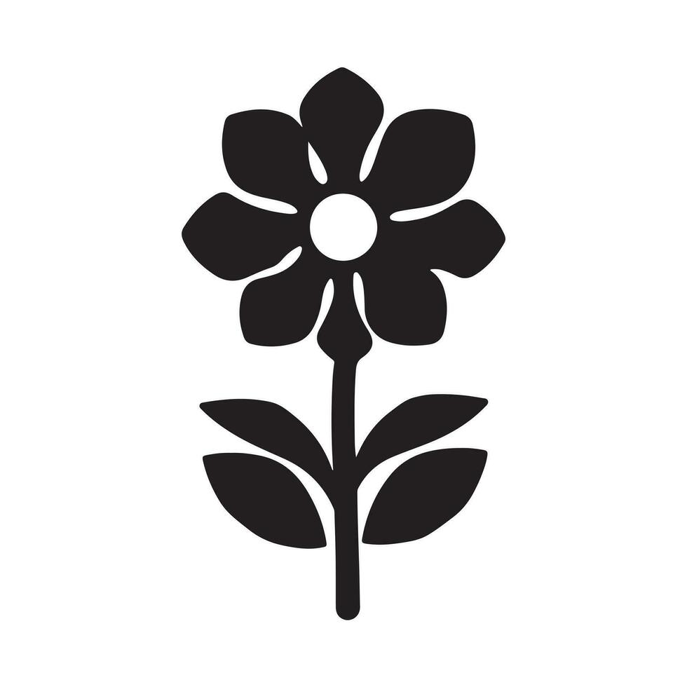 A black Silhouette Flower Silhouette Clipart on a white background vector