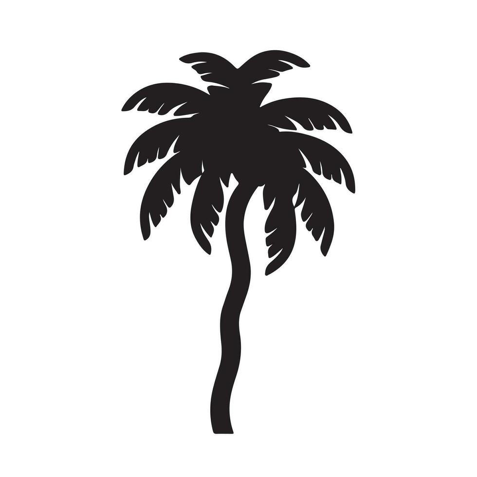 A black Silhouette Palm Tree set Clipart on a white background vector