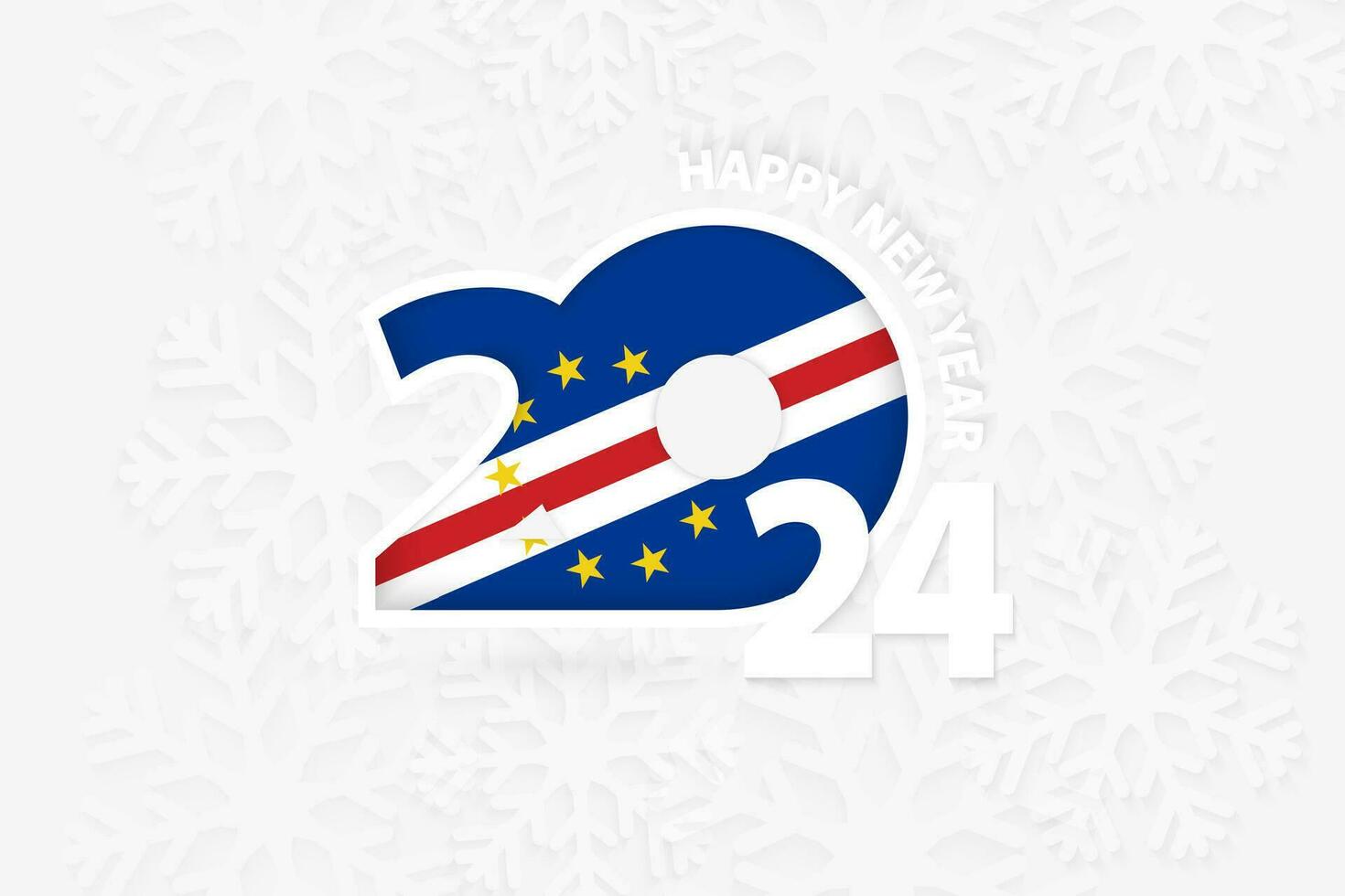New Year 2024 for Cape Verde on snowflake background. 35577304 Vector