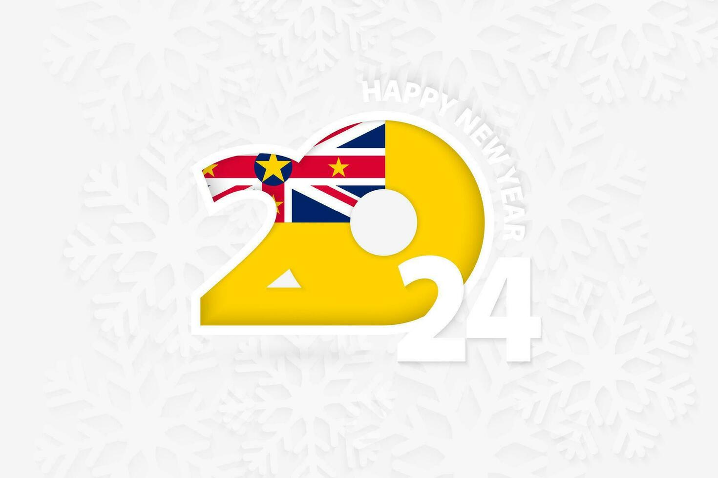 New Year 2024 for Niue on snowflake background. vector