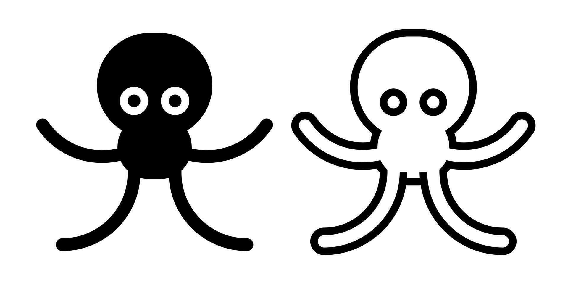 octopus icon, sign, or symbol in glyph and line style isolated on transparent background. Vector illustration