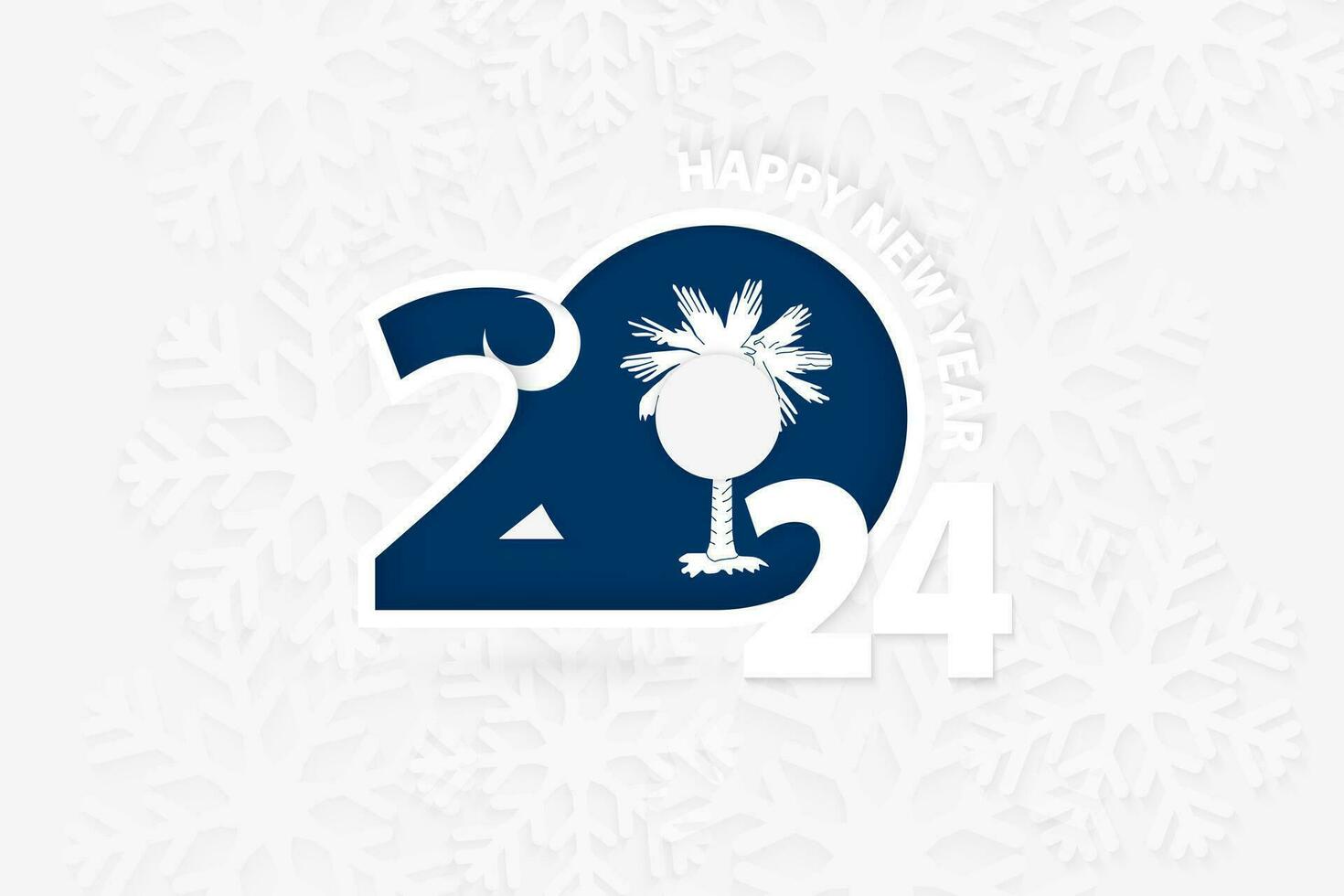 nuevo año 2024 para sur carolina en copo de nieve antecedentes. vector