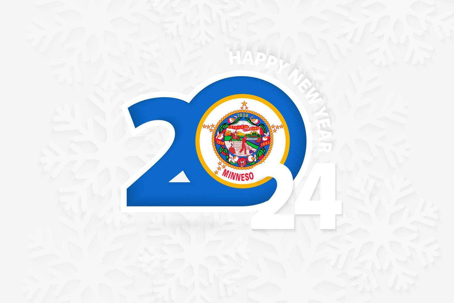 New Year 2024 for Minnesota on snowflake background. vector