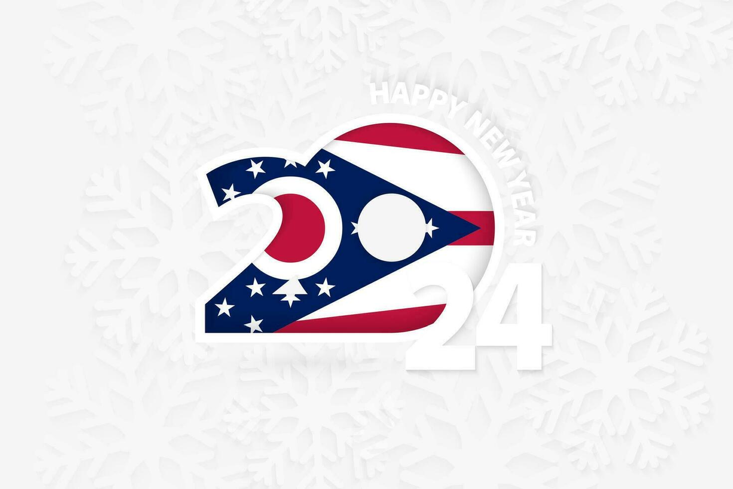 New Year 2024 for Ohio on snowflake background. vector