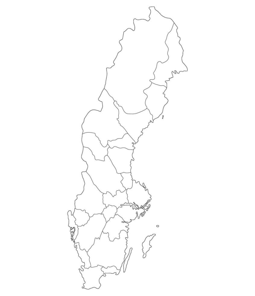 mapa de Suecia. Suecia provincias mapa en blanco color vector