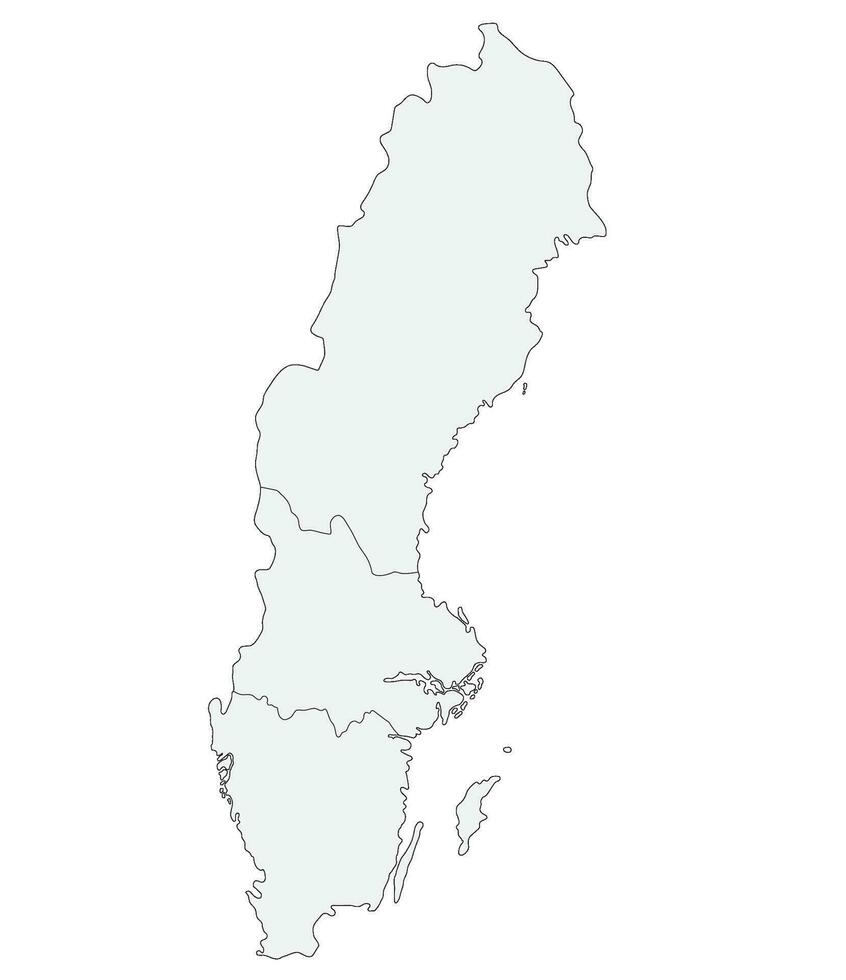 Sweden map. Map of Sweden divided into three main regions in grey color, Gotaland, Svealand and Norrland vector