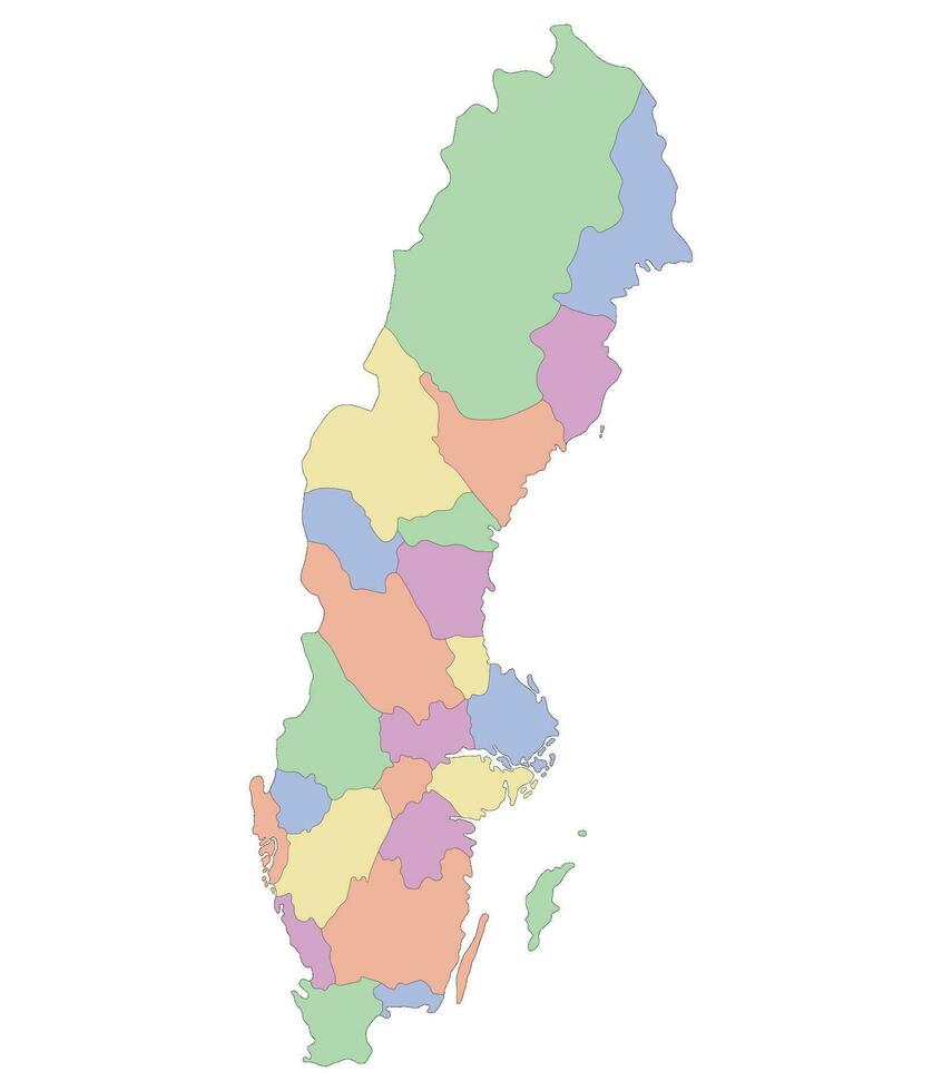 Map of Sweden. Sweden provinces map vector