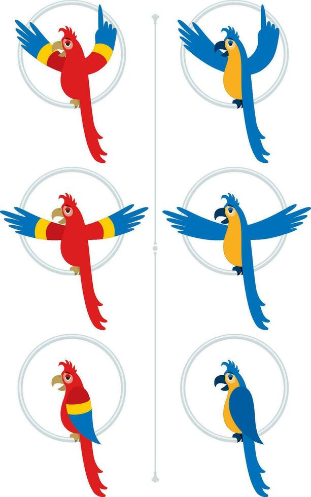 Parrot Cartoon Set vector