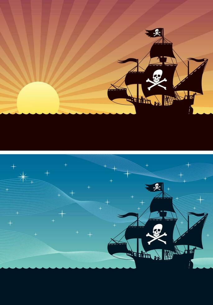 Pirate Backgrounds Set vector